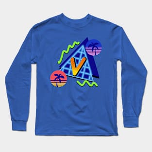 Initial Letter V - 80s Synth Long Sleeve T-Shirt